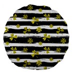 st patricks black white clover Large 18  Premium Flano Round Cushion 