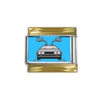 blue Delorean Gold Trim Italian Charm (9mm)