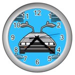 blue Delorean Wall Clock (Silver)