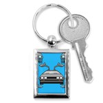 blue Delorean Key Chain (Rectangle)