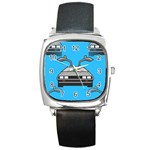 blue Delorean Square Metal Watch