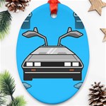 blue Delorean Oval Ornament (Two Sides)