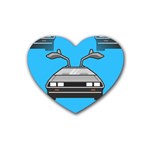 blue Delorean Rubber Heart Coaster (4 pack)