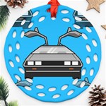 blue Delorean Round Filigree Ornament (Two Sides)