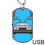 blue Delorean Dog Tag USB Flash (One Side)