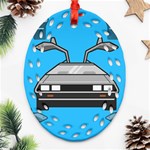 blue Delorean Oval Filigree Ornament (Two Sides)