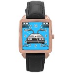 blue Delorean Rose Gold Leather Watch 