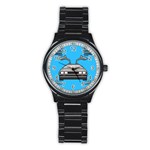 blue Delorean Stainless Steel Round Watch