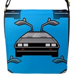 blue Delorean Flap Closure Messenger Bag (S)