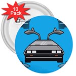 blue Delorean 3  Button (10 pack)