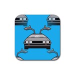 blue Delorean Rubber Coaster (Square)