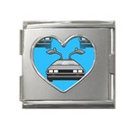 blue Delorean Mega Link Heart Italian Charm (18mm)