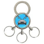 blue Delorean 3-Ring Key Chain