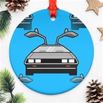 blue Delorean Round Ornament (Two Sides)