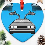 blue Delorean Heart Ornament (Two Sides)