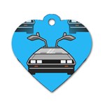 blue Delorean Dog Tag Heart (One Side)