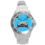 blue Delorean Round Plastic Sport Watch (L)