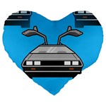 blue Delorean Large 19  Premium Heart Shape Cushion