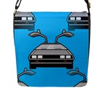 blue Delorean Flap Closure Messenger Bag (L)