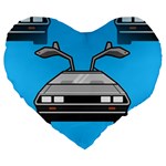 blue Delorean Large 19  Premium Flano Heart Shape Cushion