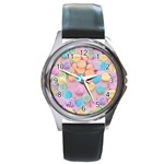 valentines candy hearts Round Metal Watch