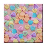 valentines candy hearts Tile Coaster