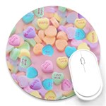 valentines candy hearts Round Mousepad