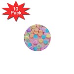 valentines candy hearts 1  Mini Button (10 pack) 