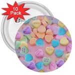 valentines candy hearts 3  Button (10 pack)