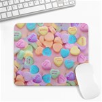 valentines candy hearts Large Mousepad