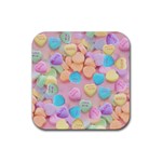 valentines candy hearts Rubber Coaster (Square)