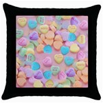 valentines candy hearts Throw Pillow Case (Black)