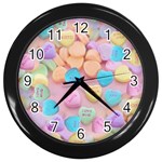 valentines candy hearts Wall Clock (Black)