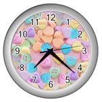 valentines candy hearts Wall Clock (Silver)