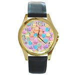 valentines candy hearts Round Gold Metal Watch