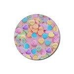 valentines candy hearts Rubber Round Coaster (4 pack)