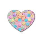 valentines candy hearts Rubber Coaster (Heart)