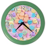 valentines candy hearts Color Wall Clock