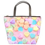 valentines candy hearts Bucket Bag