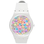 valentines candy hearts Round Plastic Sport Watch (M)