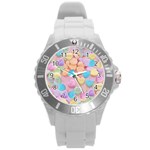 valentines candy hearts Round Plastic Sport Watch (L)