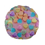 valentines candy hearts Standard 15  Premium Round Cushion 