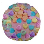 valentines candy hearts Large 18  Premium Round Cushion 