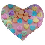 valentines candy hearts Large 19  Premium Heart Shape Cushion