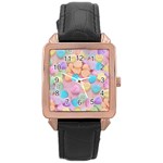 valentines candy hearts Rose Gold Leather Watch 