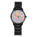 valentines candy hearts Stainless Steel Round Watch