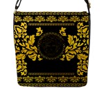 Gold Medusa Flap Closure Messenger Bag (L)