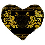 Gold Medusa Large 19  Premium Flano Heart Shape Cushion