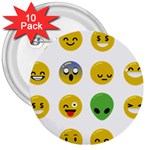 Emoji Happy Face 3  Button (10 pack)