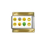 Emoji Happy Face Gold Trim Italian Charm (9mm)